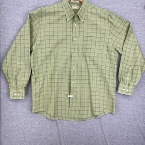 Parisian Signature Shirt Mens XL Green Plaid Cotton Button Up Long Sleeve